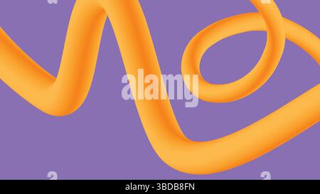 Gebogenes orangefarbenes Farbband auf Hellviolett Stock Vektor