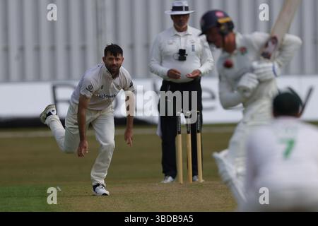 Vereinigtes Königreich, Leicester, Upton Steel County Ground, 23. Mai 2025, Leicestershire's Ian Holland während des ersten Tages der Rothesay County Championship Division 2 Spiel zwischen Leicestershire County Cricket Club und Lancashire County Cricket Club, Upton Steel County Ground Leicester. Stockfoto