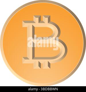 Eine stilisierte 3D-Vektor-Illustration des Bitcoin-Logos in verschiedenen Orange-Tönen. Das legendäre „B“ Stock Vektor