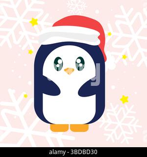 Weihnachtspinguin mit Hut. Vektor Stock Vektor