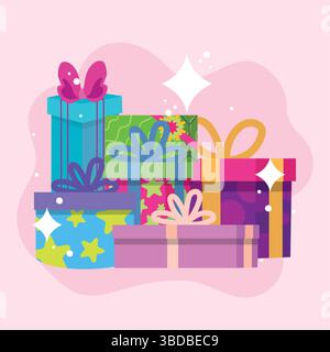 Bunte Geschenkboxen. Vektor Stock Vektor