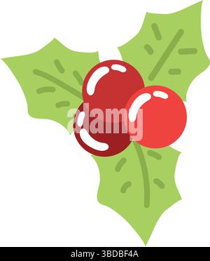 Grüne stechpalmenblätter und Beeren. Vektor Stock Vektor