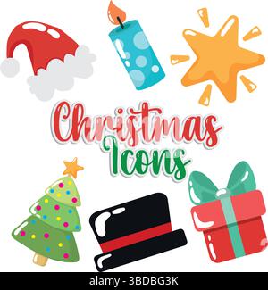 Weihnachtssymbol-Kollektion. Vektor Stock Vektor