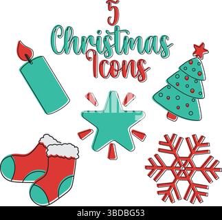 Umrissenes Design mit fünf Symbolen. Vektor Stock Vektor