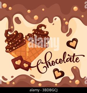 Schokoladen-Eiskegel. Vektor Stock Vektor