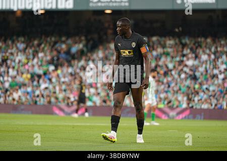 Mouctar Diakhaby (Valencia CF) während des LaLiga-Spiels zwischen Real Betis und Valencia CF, am 23. Mai 2025 bei Benito Villamarin in Sevilla Stockfoto
