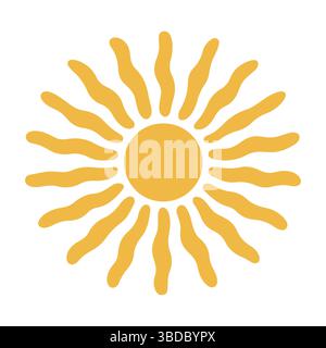 Boho abstrakte Sonnensymbol, flacher Vektor-Stil auf weiß Stock Vektor