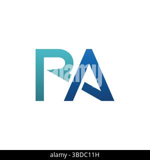 RA Letter Monogramm-Logo in Großbuchstaben R-Form in blauer Farbverlaufsfarbe. Abstrakter Anfangsbuchstabe RA oder AR-Logo in blau verlaufender Farbe. Stock Vektor
