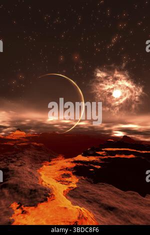 Künstlerische 3D-Illustration einer kosmischen Szene Stockfoto
