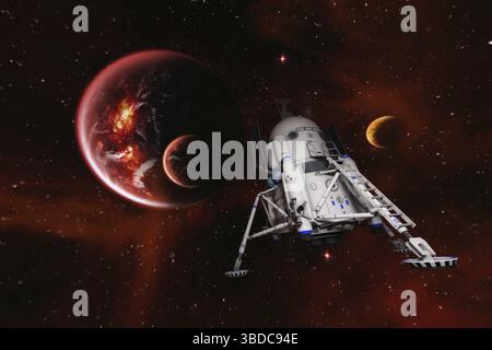 Künstlerische 3D-Illustration einer Science-Fiction-Szene Stockfoto