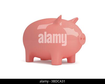 3D Render Sparschwein mit Goldmünzen. Symbol für Investitionen und banking Stockfoto
