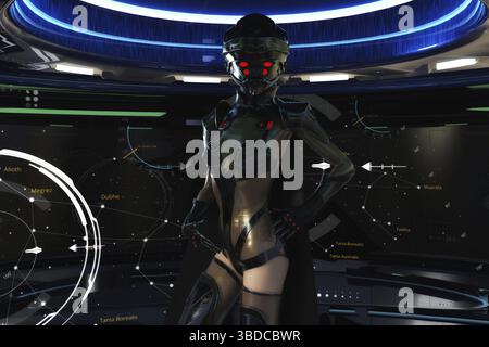 Künstlerische 3D-Illustration einer Science-Fiction-Szene Stockfoto