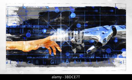 Künstlerische 3D-Illustration von künstlicher Intelligenz Stockfoto