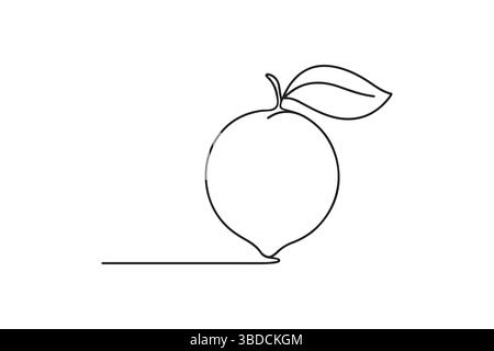 Pfirsichfrucht durchgehend einzeilig, minimalistisches Design Stock Vektor
