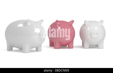 3D Render Sparschwein mit Goldmünzen. Symbol für Investitionen und banking Stockfoto