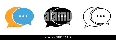 Symbol für Chat-Nachricht in Blau, Schwarz und Gliederungsstil Stock Vektor