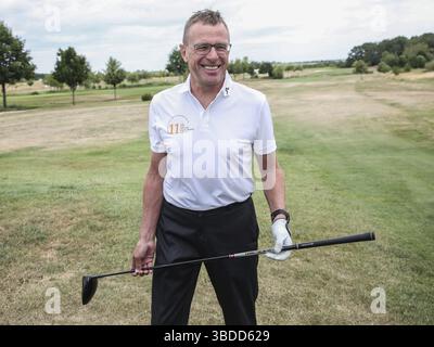 Cheftrainer Ralf Rangnick RB Leipzig bei 11.GRK Golf Charity Masters Leipzig 2018, Cheftrainer Ralf Rangnick RB Leipzig bei 11.GRK Golf Charity Masters LE Stockfoto