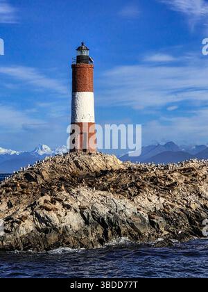 Der Leuchtturm Faro Les Eclaireurs befindet sich in Tierra del Fuego, Argentinien. Stockfoto