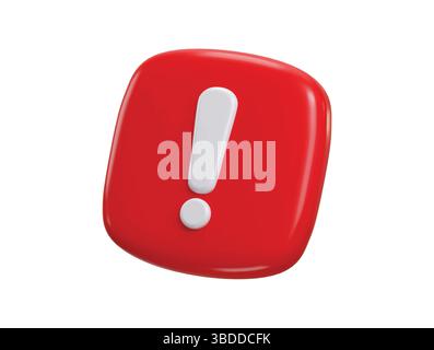 Ausrufezeichen Symbol 3D Rendern Konzept von Warnzeichen, Gefahr Gefahr Risiko und Warnung Problem Symbol Vektor-Illustration Stock Vektor