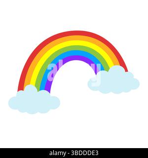 Ein farbenfroher Regenbogen mit wunderschönen Wolken in einem leuchtenden Himmel über uns Stock Vektor