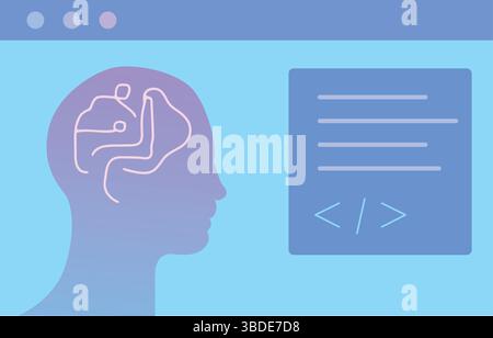 KI Brain Technology digitale geistige Gesundheit Künstliche Intelligenz Mind Tech Brain Development Stock Vektor