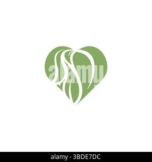 Logodesign mit Love Leaf. Liebe Bio-Ikone Stock Vektor