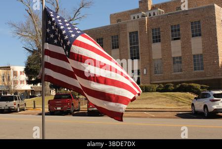 Rusk TX - 15. Januar 2025: Cherokee County Courthouse in Downtown Rusk Texas Stockfoto