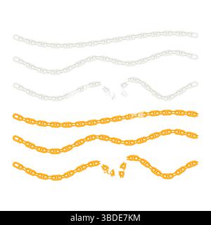 Gold Silber Metallkette Vektor. Metallkette auf weißem Hintergrund. Stock Vektor