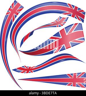 Set von Flaggen von großbritannien in verschiedenen Formen, Vektorillustration Stock Vektor