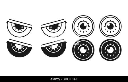 Minimalistisches Eyes Flat Black und Outline Style. Symbol „Augenlinie Öffnen“. Symbol Anzeigen. Stock Vektor