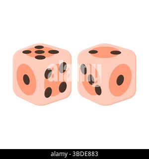 Zwei Würfel Spiel des Zufalls Vektor. Würfelpaar-Symbol auf weißem Hintergrund. Würfelspiel. Stock Vektor