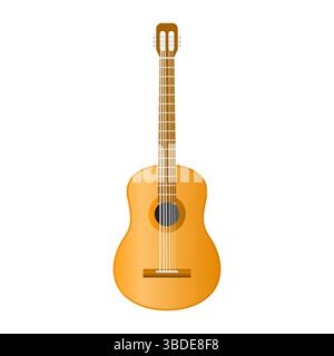 Brauner Klassischer Gitarren-Musikinstrument-Vektor. Wiedergabe Klassischer Musik. Gitarrenelemente. Stock Vektor