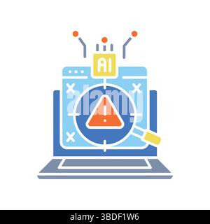 Analysefehler geschriebenes Farb-Flachsymbol für digitale und gedruckte Projekte. Minimale bereinigte Symbole für Apps und Websites. Moderne, einfache Symbole für die Benutzeroberfläche Stock Vektor