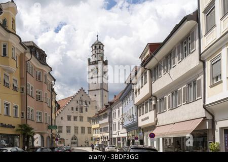 Deutschland - 21. Juni 2020: Historische Ravensburg mit Blaserturm und Waagsaal Stockfoto