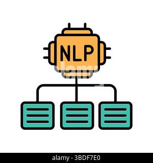 Flaches NLP-Farbsymbol für Digital- und Druckprojekte. Minimale bereinigte Symbole für Apps und Websites. Moderne, einfache Symbole für UI UX und Branding Stock Vektor