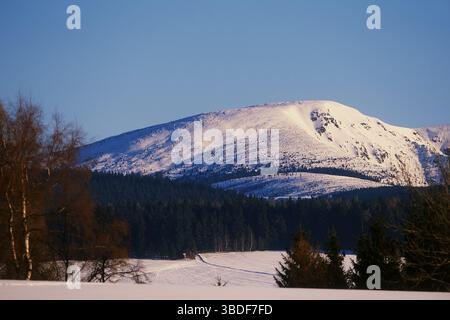 Schneekoppe, Koeniggraetz, PEC Pod Snezkou, Riesengebirge, Tschechische Republik Stockfoto