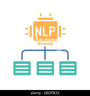 Flaches NLP-Farbsymbol für Digital- und Druckprojekte. Minimale bereinigte Symbole für Apps und Websites. Moderne, einfache Symbole für UI UX und Branding Stock Vektor