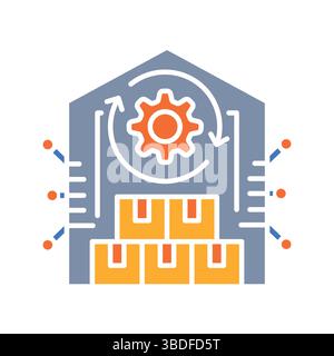 Flaches Farbsymbol für die Bestandsverwaltung für digitale Projekte und Druckprojekte. Minimale bereinigte Symbole für Apps und Websites. Moderne, einfache Symbole für UI UX und BH Stock Vektor