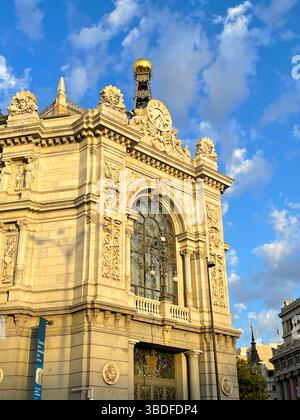 Fassade der Banco de España. Cibeles-Platz, Madrid, Spanien. Stockfoto