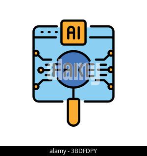 Symbol für die Farblinie der Falschfälschungserkennung für digitale und gedruckte Projekte. Minimale bereinigte Symbole für Apps und Websites. Moderne einfache Symbole für UI UX und br Stock Vektor