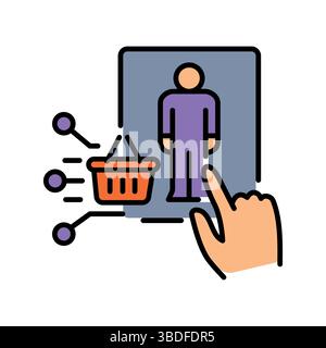 Farblinien-Symbol für Kundenverhaltensanalysen für digitale und gedruckte Projekte. Minimale bereinigte Symbole für Apps und Websites. Moderne einfache Symbole für UI UX Stock Vektor