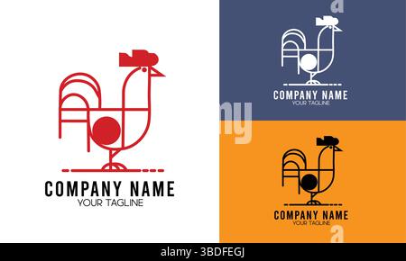 Moderne Huhn Logo Design Vorlage minimalistische Huhn Linie Art Vektor Illustration für Bauernhof, Lebensmittel oder Marke Identität Stock Vektor