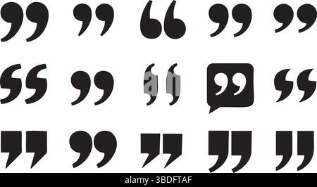 Sprache und Gedanken Ein Vektor-Set aus Zitatzeichen Icons Collection stilvolle Vektormarken für moderne Designs Stock Vektor