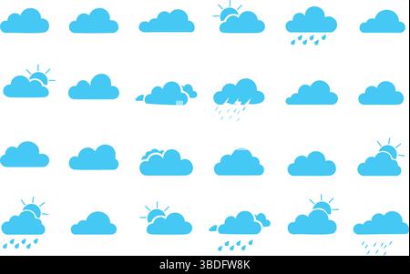 Minimal Cloud Symbol Set Wetter-Themen Wolken Illustrationen und Vektor Stock Vektor