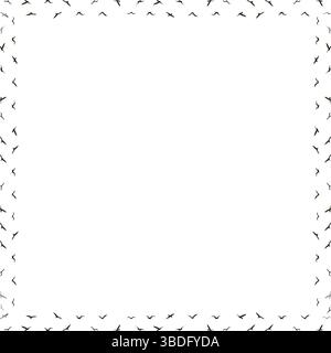 Die Silhouette eines fliegenden Vogelrahmens. Sternenvögel strömen in der Himmelsschablone. Rahmen mit leerem Platz für Ihren Text Stock Vektor