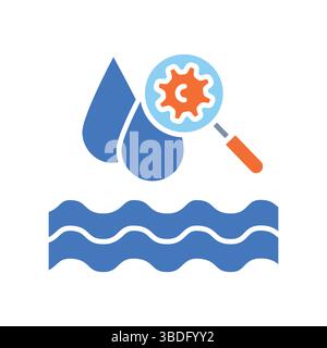 Farbiges flaches Symbol für Überwachung der Wasserversorgung. Vektorisoliertes Element. Bearbeitbare Kontur. Stock Vektor