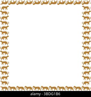 Puma Gepard Silhouettenrand. Großes Katzenbanner mit wildem Tier auf weißem Hintergrund Stock Vektor