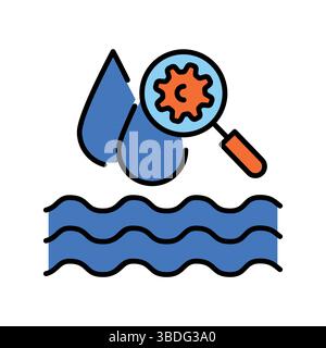 Symbol für die Farblinie der Überwachung der Wasserversorgung. Vektorisoliertes Element. Bearbeitbare Kontur. Stock Vektor