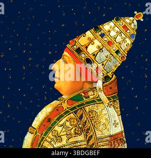 Papst Alexander VI., Alessandro VI., Alexandre VI., Alejandro VI., geb. Roderic Llancol i. de Borja, ca. 1431–1503, Herrscher der päpstlichen Staaten von 1492 bis zu seinem Tod 1503, digital nach einem Gemälde bearbeitet Stockfoto