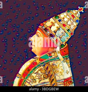 Papst Alexander VI., Alessandro VI., Alexandre VI., Alejandro VI., geb. Roderic Llancol i. de Borja, ca. 1431–1503, Herrscher der päpstlichen Staaten von 1492 bis zu seinem Tod 1503, digital nach einem Gemälde bearbeitet Stockfoto